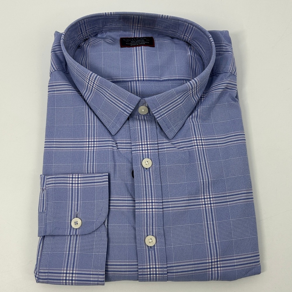 UNTUCKit Billsboro Shirt Men XXL Tall Blue White Plaid Button Up Performance NEW